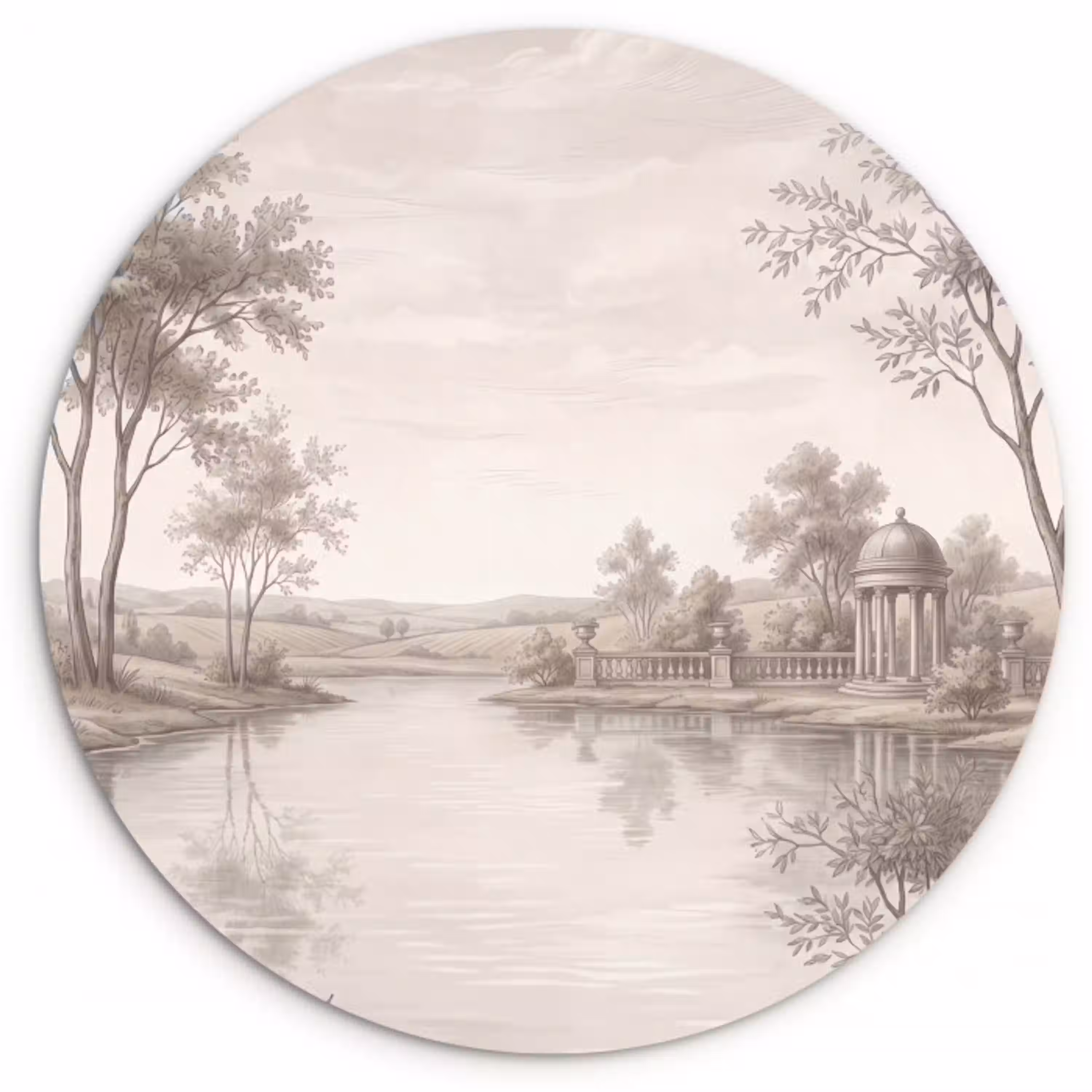 Terras - Water - Natuur - Landschap Wandcirkel kunststof plaat 5mm dik klein -3d