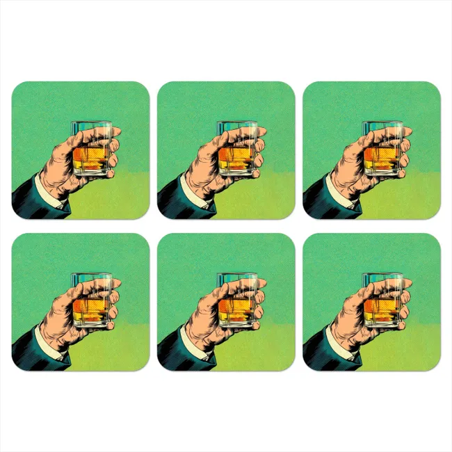 Coaster - Whisky - Glass - Hand - Green
