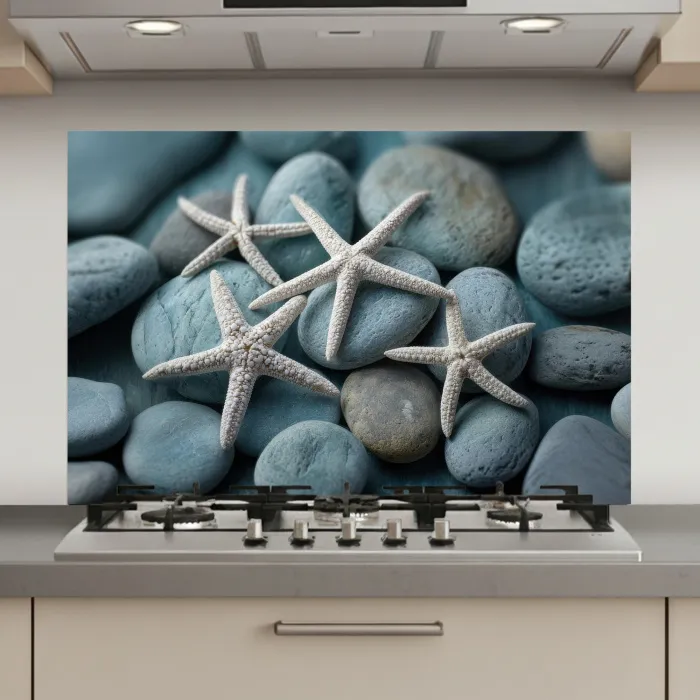 Zeesterren - Stenen - Wit keuken achterwand spatscherm klein -3d_website