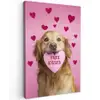 Hond - Kiss- Valentijn - Hartjes Tuinposter op houten frame 2 cm dik klein -3d