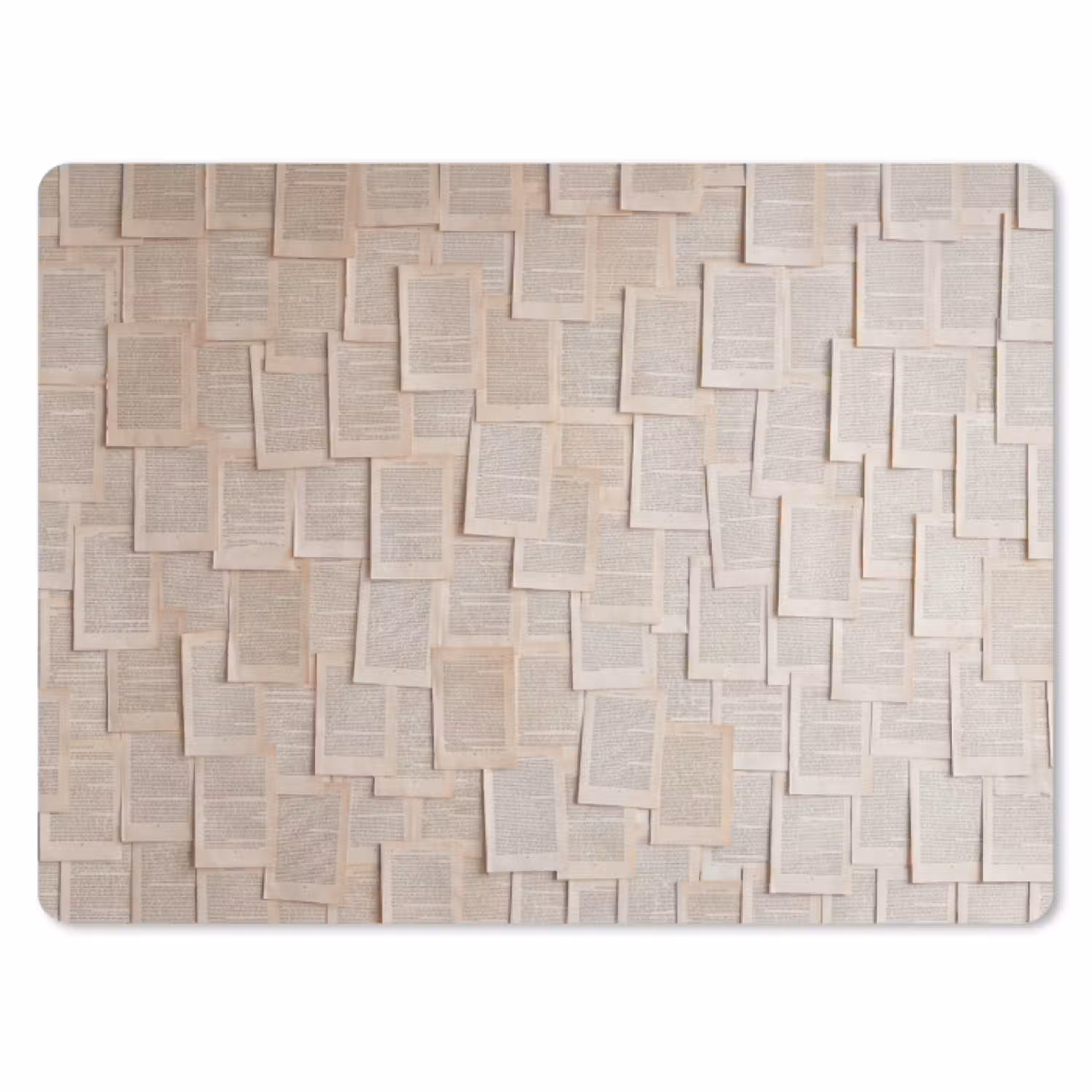 Boekpagina - Collage - Literatuur - Vintage - Beige muismat rubber klein -3d