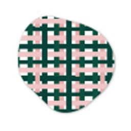 Vlechtpatroon - Groen - Roze - Grafisch Wandcirkel Organisch Aluminium middel 851 -3d