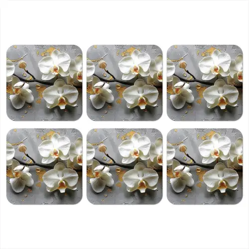 Bloemen - Orchidee - Abstract - Modern onderzetter kurk middel -3d