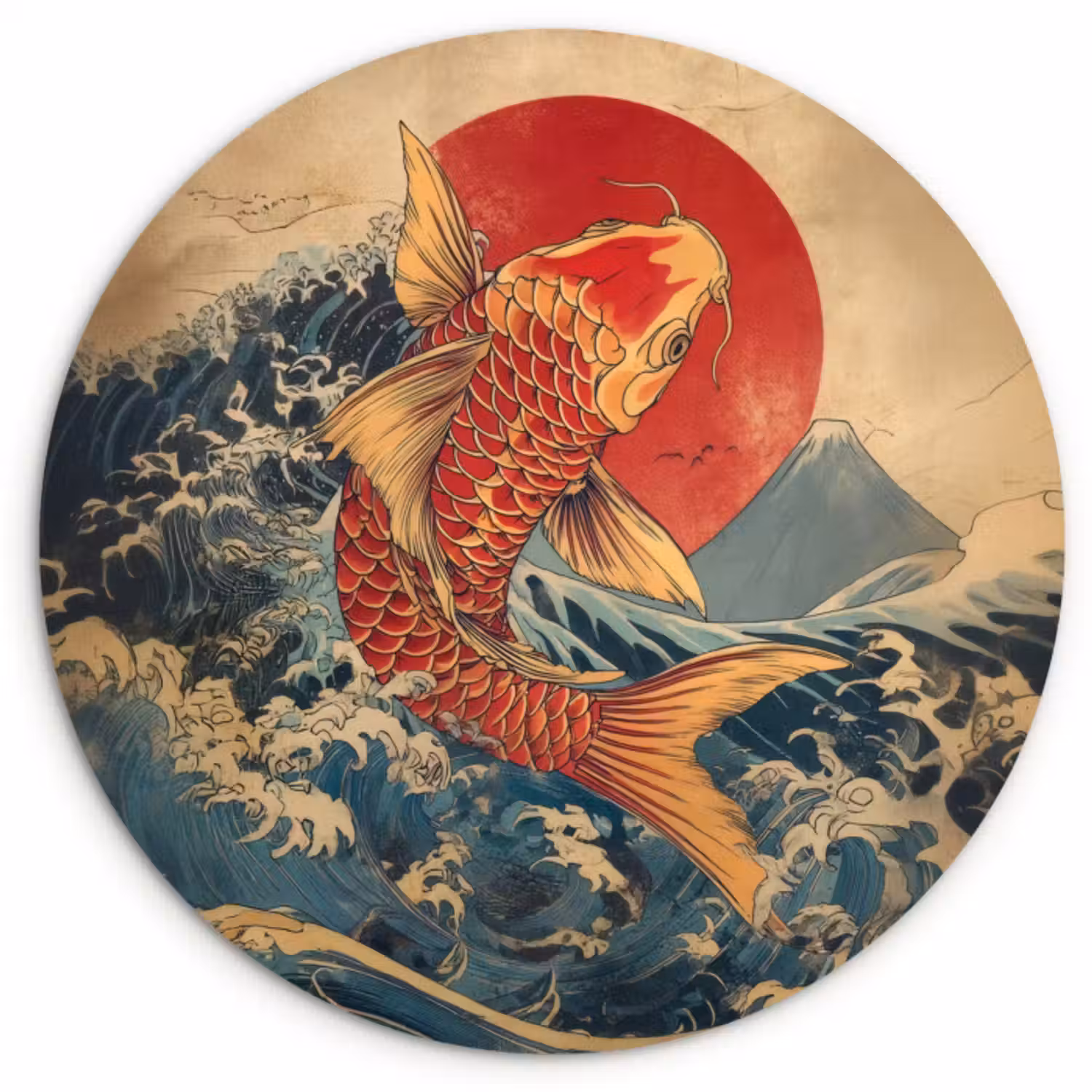 Muurcirkel - Koi - Zee - Golven - Zon