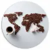 Wereldkaart - Koffiebonen - Suikerklontjes Wandcirkel kunststof plaat 5mm dik klein -3d