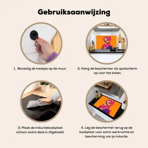 Kimono - Hondje - Bloemenkroon - Oranje Inductie beschemer met haakjes klein -ky-gebruik-nl