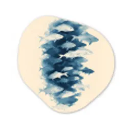 Vissen - Minimalistisch - Blauw Wandcirkel Organisch Forex 3mm klein -3d