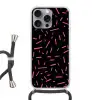 Gaming - Streepjes - Roze - Abstract Hoesje iPhone 16 Pro Max met koord klein -3d