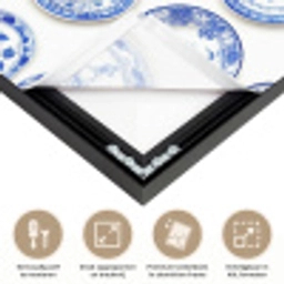 Borden - Bloemen - Patroon - Blauw Textielframe zwart klein 947 -USP_feed_closeupNL