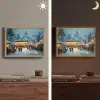 Winterkermis - Dorp - Kleurrijk Light Box met batterij (Wandlamp) middel -sfeer3