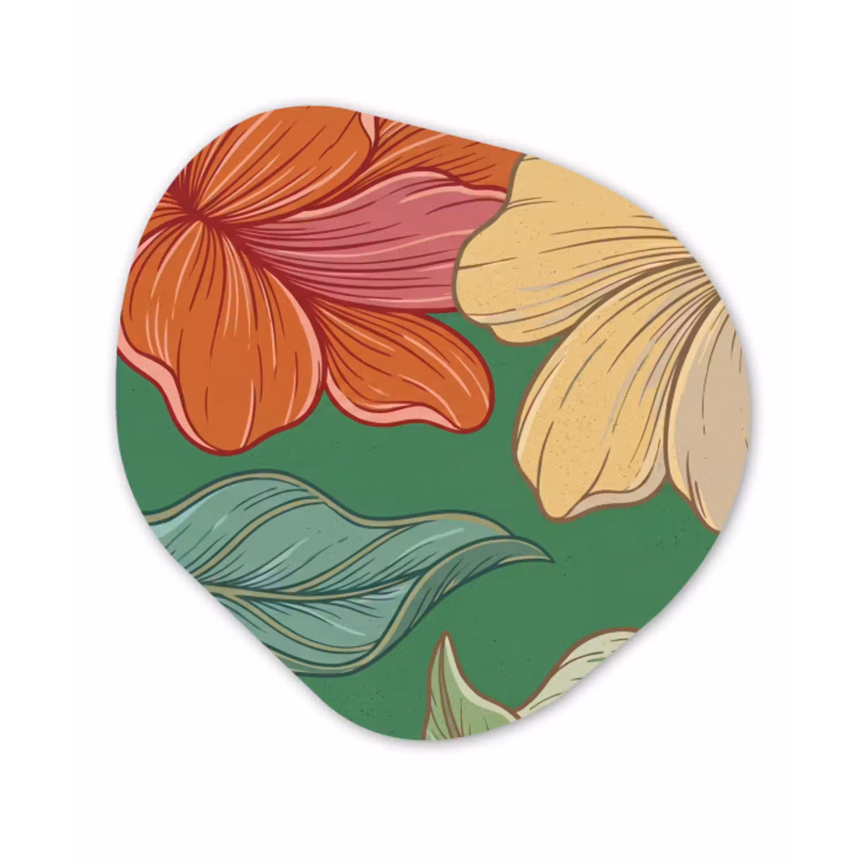 Bloemen - Groen - Illustratie Wandcirkel Organisch Forex 3mm klein -3d