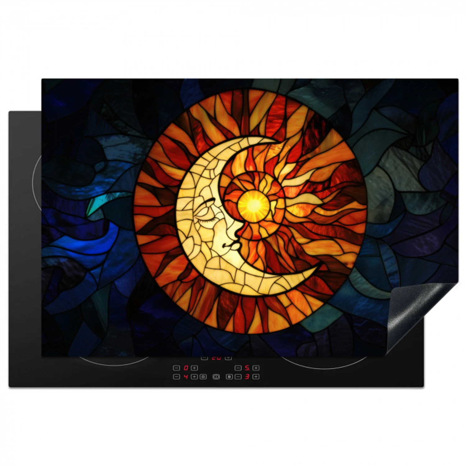 Mozaïek - Glas - Maan - Donkerblauw Inductie beschermer vinyl 3mm klein -3d