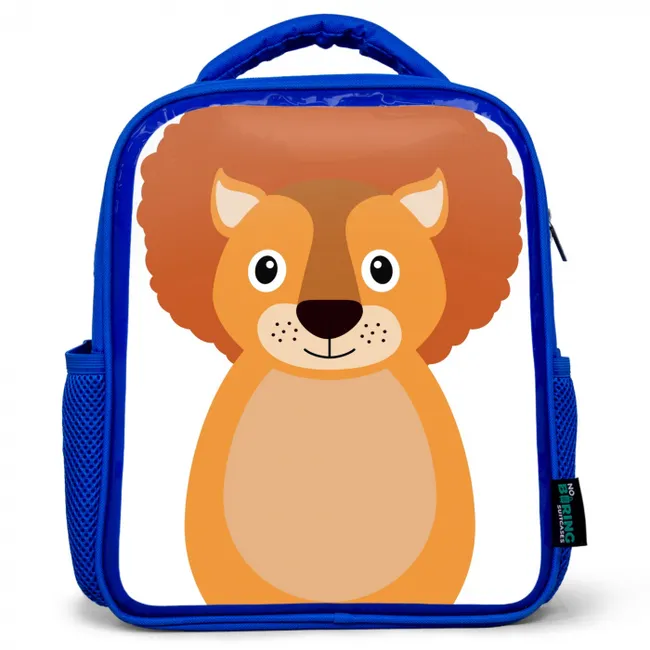 Dierenportret - Leeuw - kinderen Kinderrugzak - Blauw middel -3d