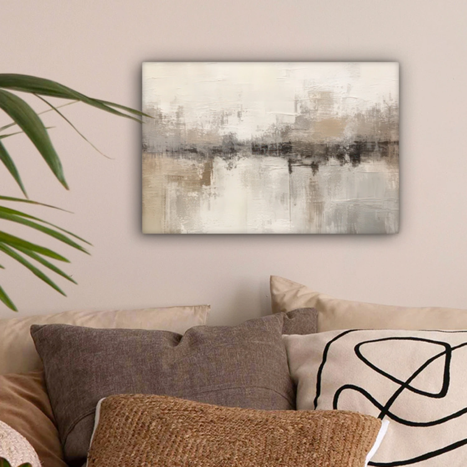 Moderne kunst - Abstract - Beige canvas 2cm klein -sfeer1