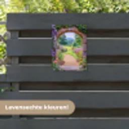 Doorkijk - Poort - Bloemen - Tuin tuinposter los doek klein -sfeer3