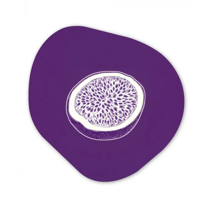 Passievrucht - Zaadjes - Paars - Minimalistisch Wandcirkel Organisch Plexiglas middel -3d