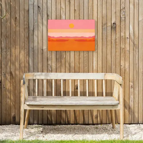 Zon - Abstract - Landschap - Oranje Tuinposter op houten frame 2 cm dik klein -sfeer4
