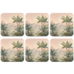Tropisch landschap - palmbomen - Bloemen - Roze lucht onderzetter kurk middel -zkaufland3dotto