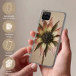 Droogbloem - Protea - Vintage - Beige - Rustiek Telefoonhoesje Samsung Galaxy A12 klein -sfeer3_NL