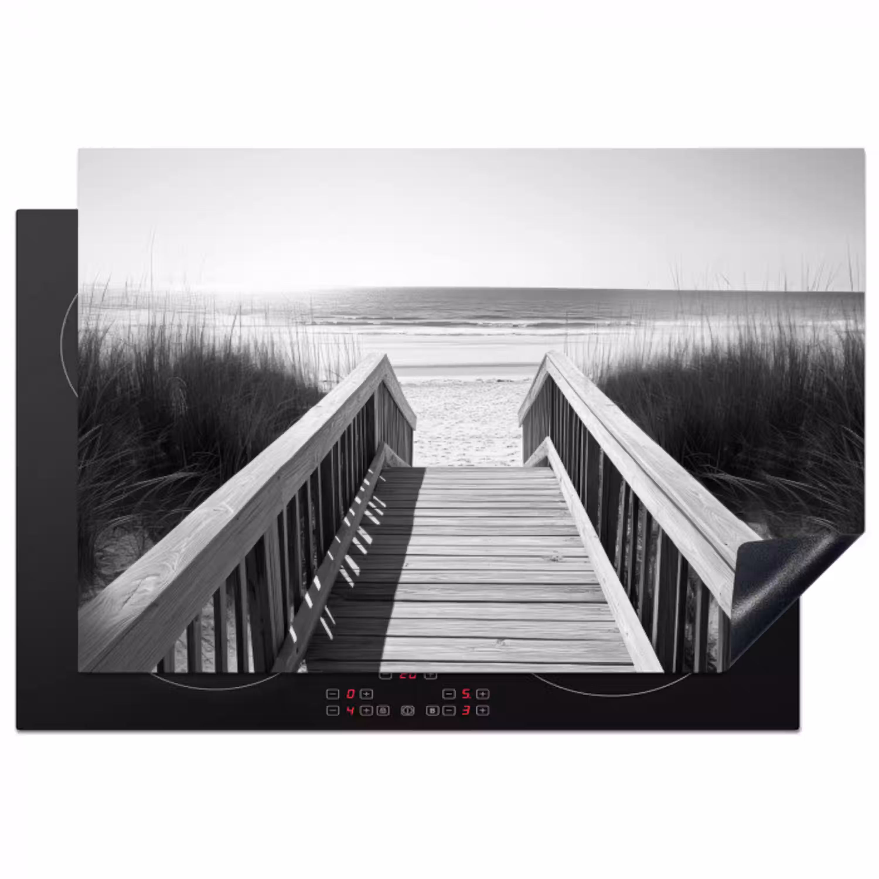 Loopbrug - Hout - Strand - Zee Inductie beschermer vinyl 3mm klein -3d