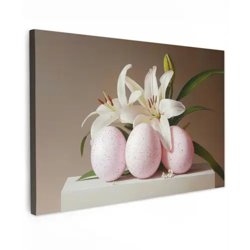 Lelies - Eieren - Pasen Tuinposter op houten frame 2 cm dik klein -3d