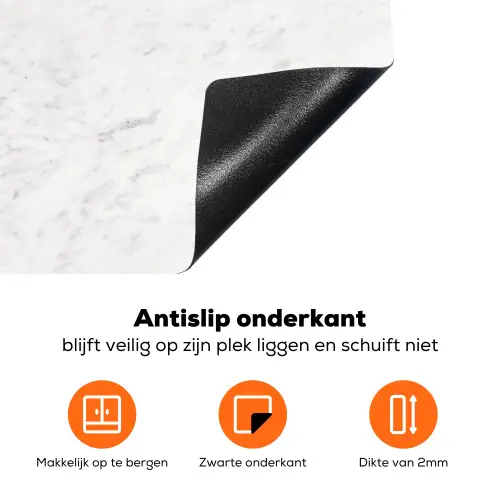 Wit - Marmer - Grijze aders Inductie beschermer vinyl 3mm klein 276 -zzzzzzz-td-onderkant