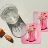Roze - Bloemen - Cowboy onderzetter kurk middel -sfeer4