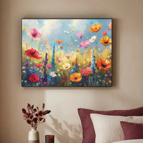 Bloemen - Natuur - Botanisch - Kunst Textielframe zwart klein -sfeer1