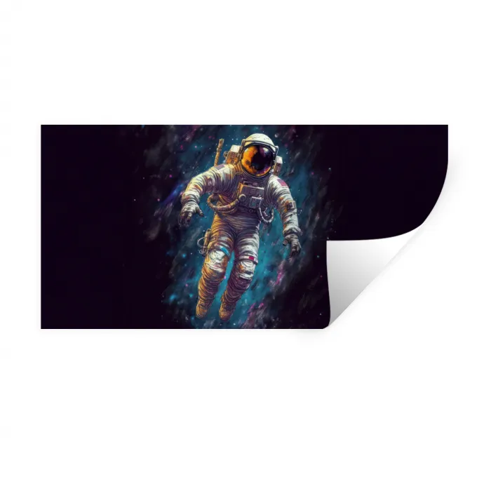 Ruimte - Neon - Astronaut - Sterren Muursticker klein -3d