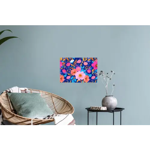 Bloemen - Blauw - Roze Muursticker klein -plant
