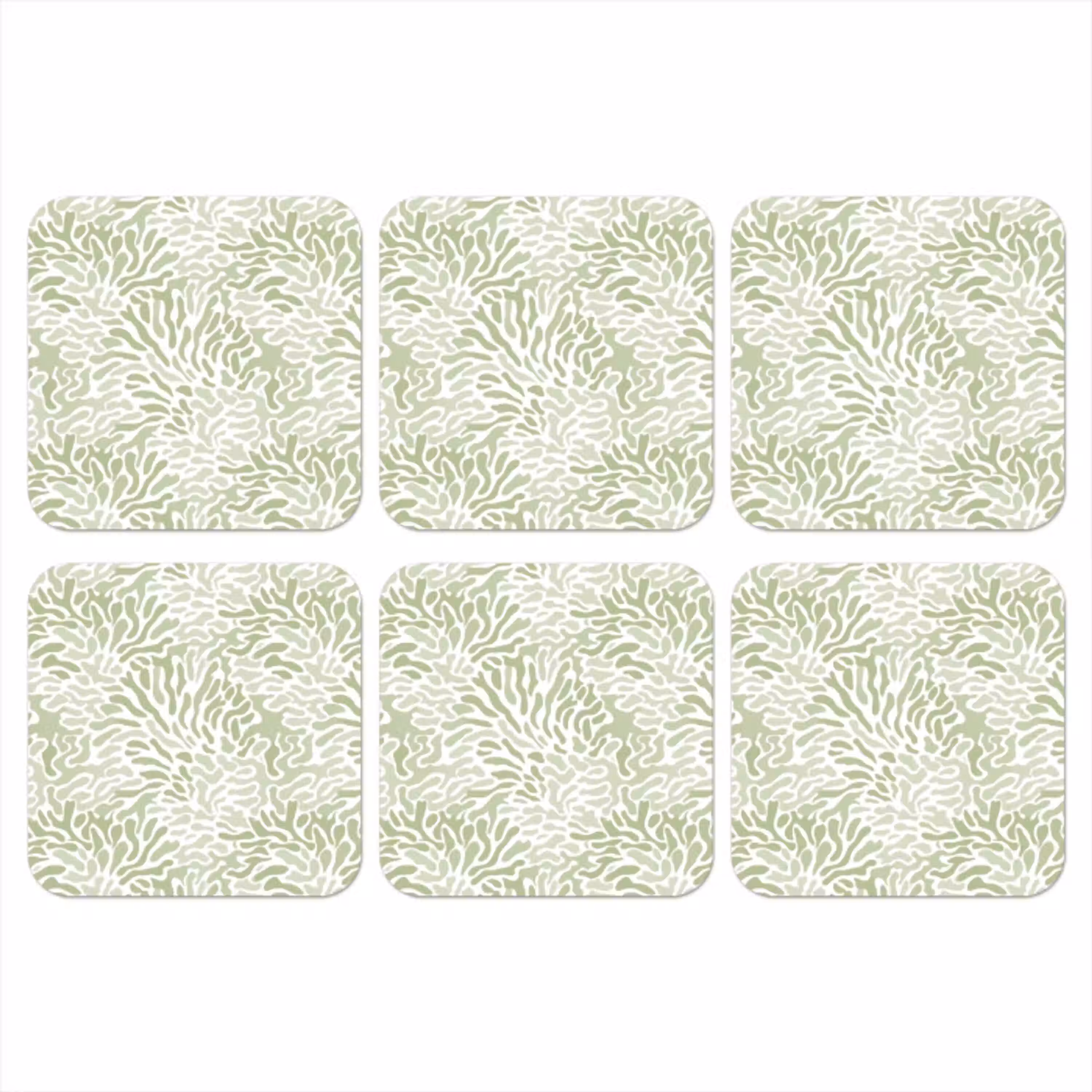 Saliegroen - Abstract - Organisch - Koraal - Patroon onderzetter kurk middel 366 -3d
