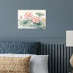 Aquarel - Lotusbloemen - Kleurrijk poster papier klein -sfeer2