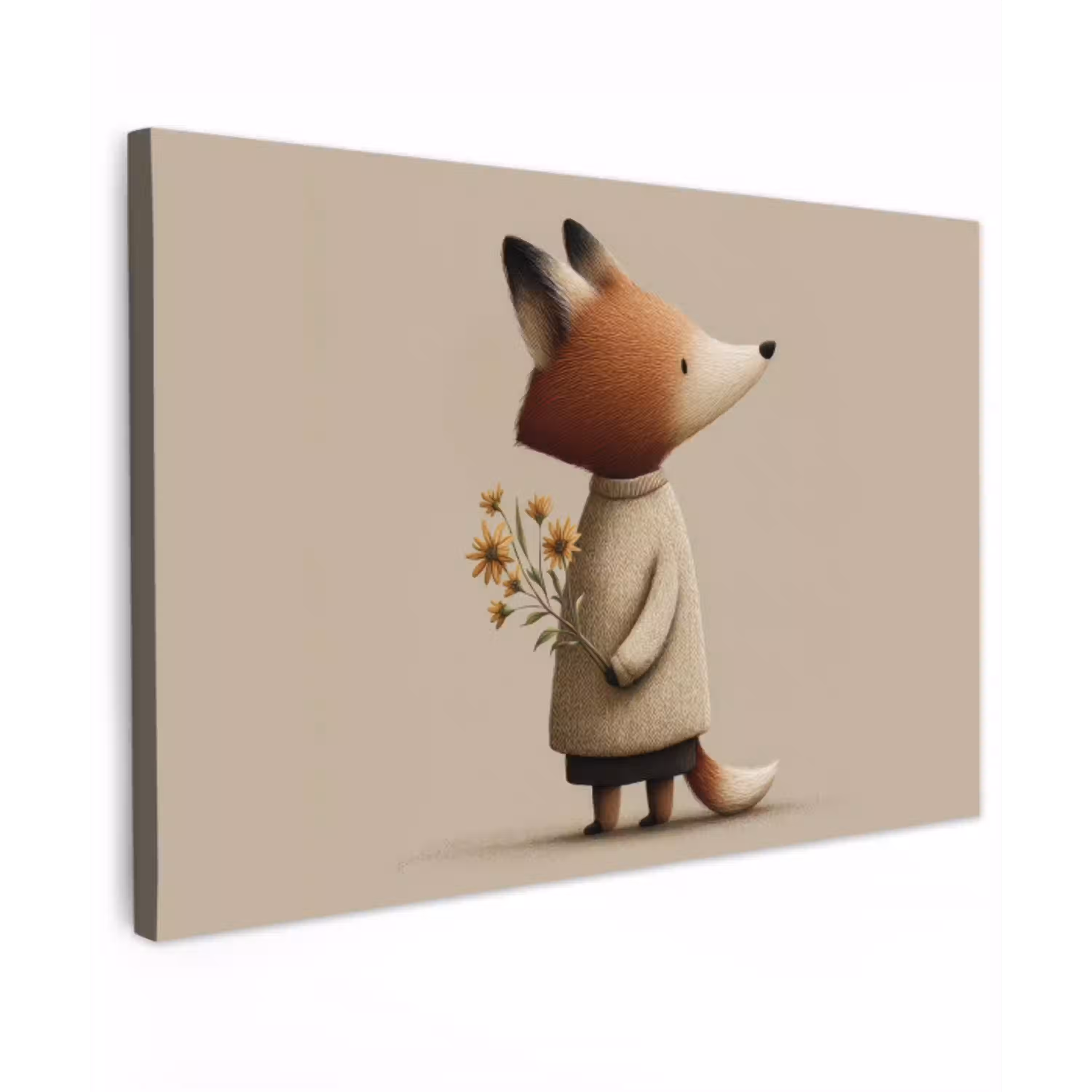 Vos - Gele bloemen - Minimalistisch canvas 2cm klein -z3d