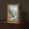 Zeilschip - Zee - Rotsen - Wolken Light Box met kabel (Tafellamp) klein -z3d_website