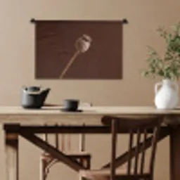 Papaverbol - Droogbloem - Bruin - Minimalistisch Wandkleed katoen klein -sfeer6