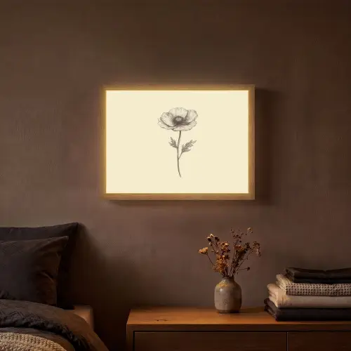 Klaproos - Illustratie - Zwart Light Box met batterij (Wandlamp) middel -sfeer4