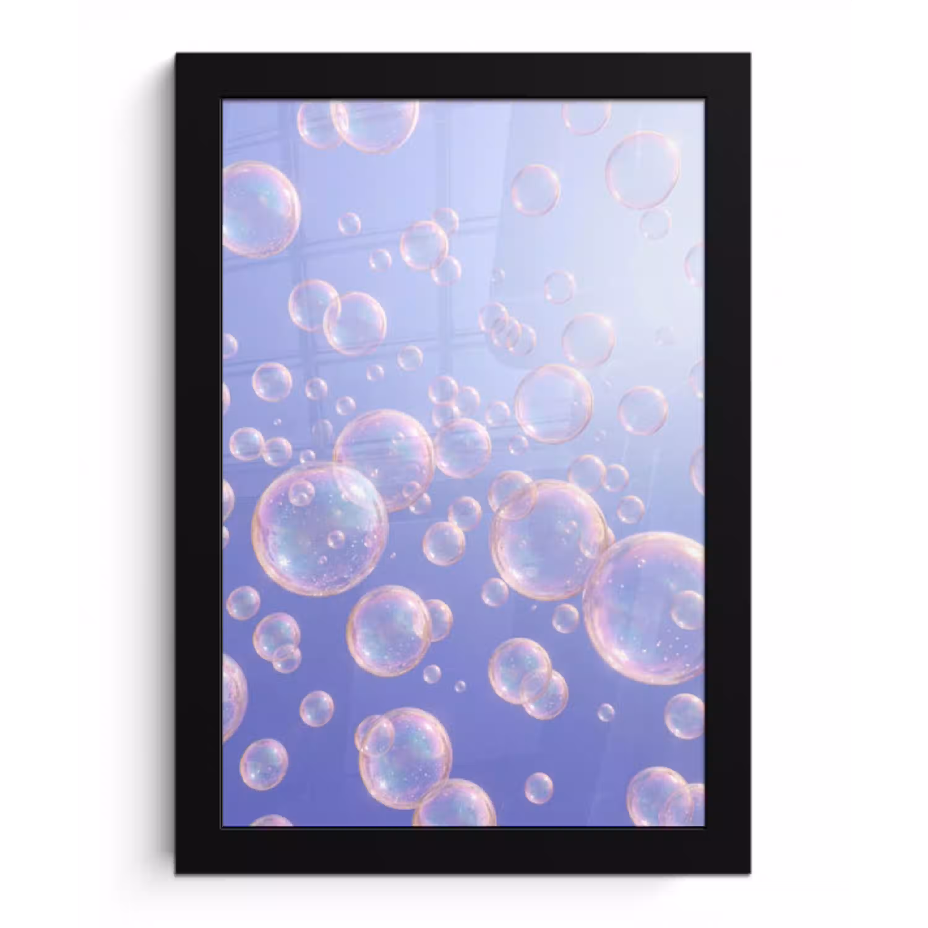 Pastel - Bubbels - Dromerig fotolijst zwart zonder passe partout klein -3d