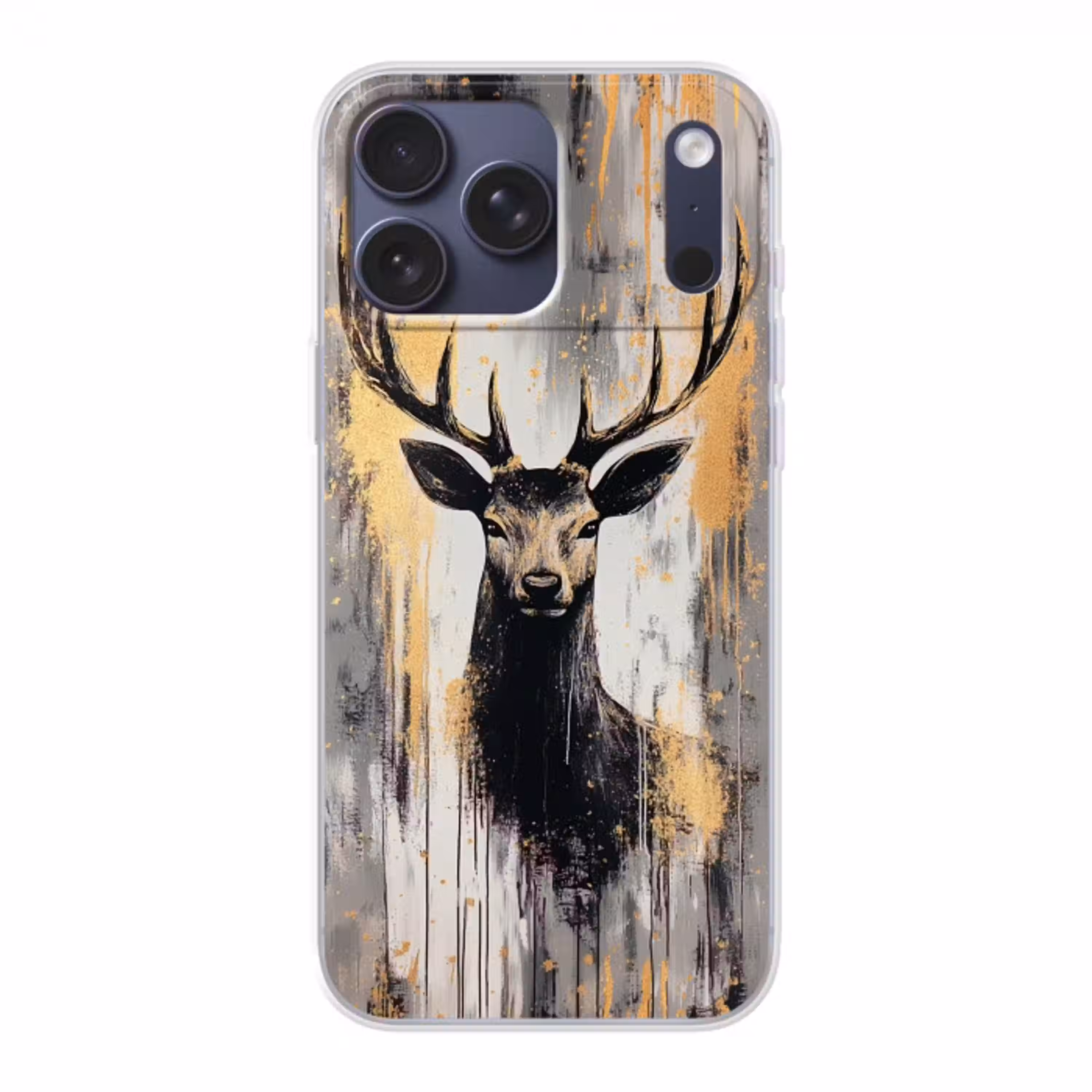 Abstract - Hert - Gewei - Goud Telefoonhoesje iPhone 17 Pro Max klein -3d