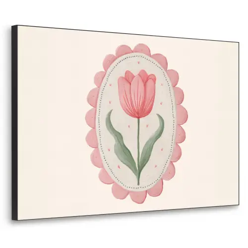 Tulp - Lijst - Ovaal - Illustratie Textielframe zwart klein -3d