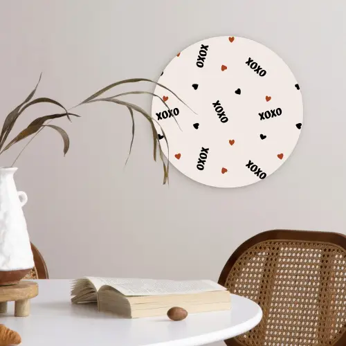 Beige - Hartjes - Patroon Wandcirkel plexiglas klein 852 -sfeer4