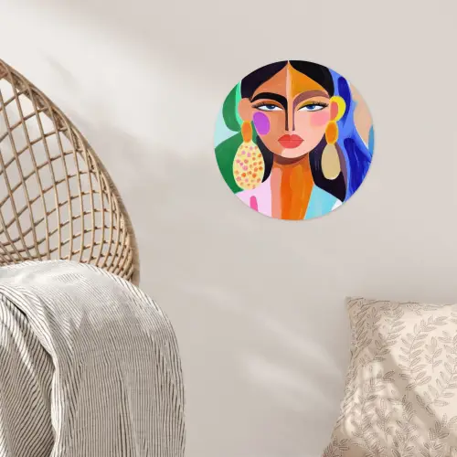 Portret - Vrouw - Modern Wandcirkel behangsticker klein -sfeer4