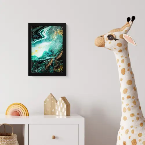 Marmerlook - Blauw - Goud - Glitter - Luxe - Marmer fotolijst zwart zonder passe partout klein -usfeer4_kinderkamer