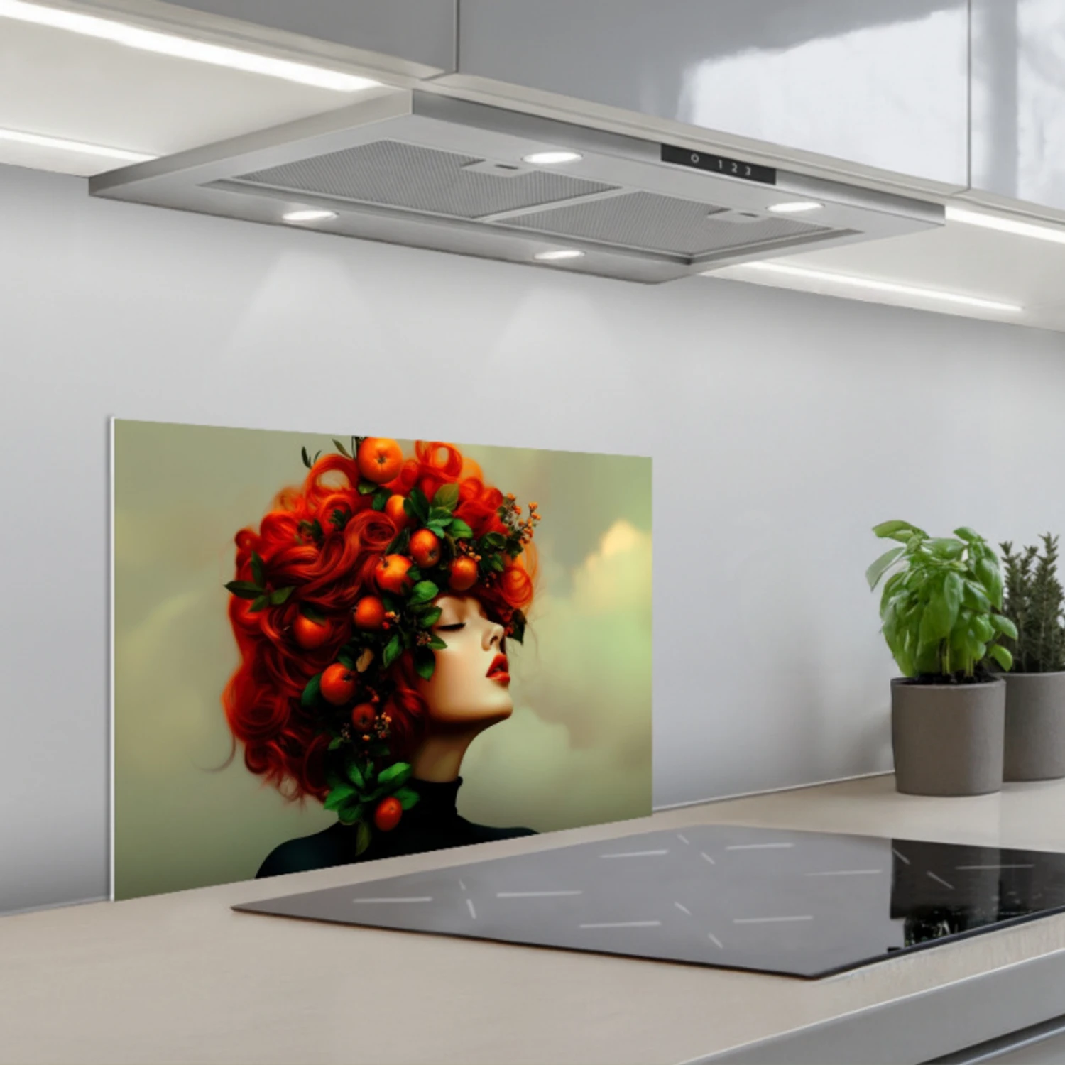 Vrouw - Appels - Rood - Bladeren keuken achterwand spatscherm klein -3d_schuin