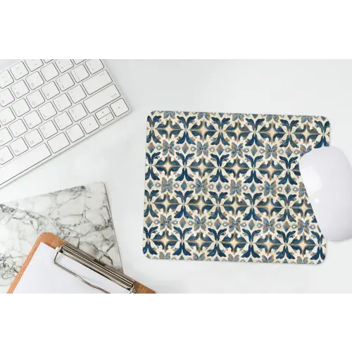 Tegel - Patroon - Blauw - Beige muismat rubber klein 262 -witbureau