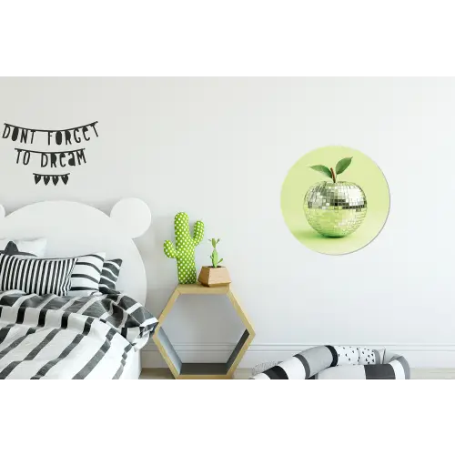 Groen - Disco - Decoratie - Appel Wandcirkel aluminium klein -kinderkamer