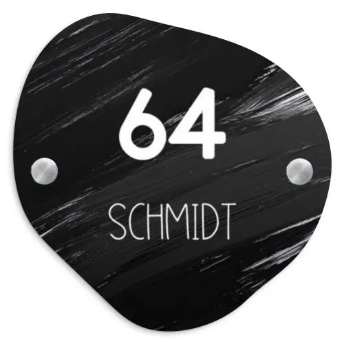 Zwart verftextuur - Modern Naambord Organisch middel -3d