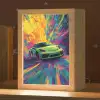 Sportauto - Groen - Verfstrepen - Kleuren Light Box met kabel klein -zzz_3d_website