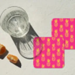Ananas - Trendy - Roze onderzetter kurk middel 366 -sfeer4