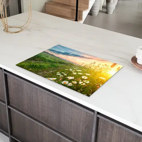 Bloemen - Madelief - Natuur - Zon - Horizon Inductie beschermer vinyl 3mm klein -sfeer8