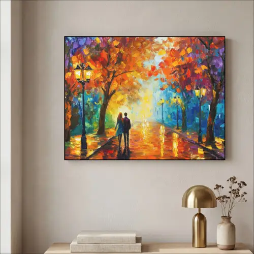 Koppel - Liefde - Bos - Kunst Textielframe zwart klein -sfeer2